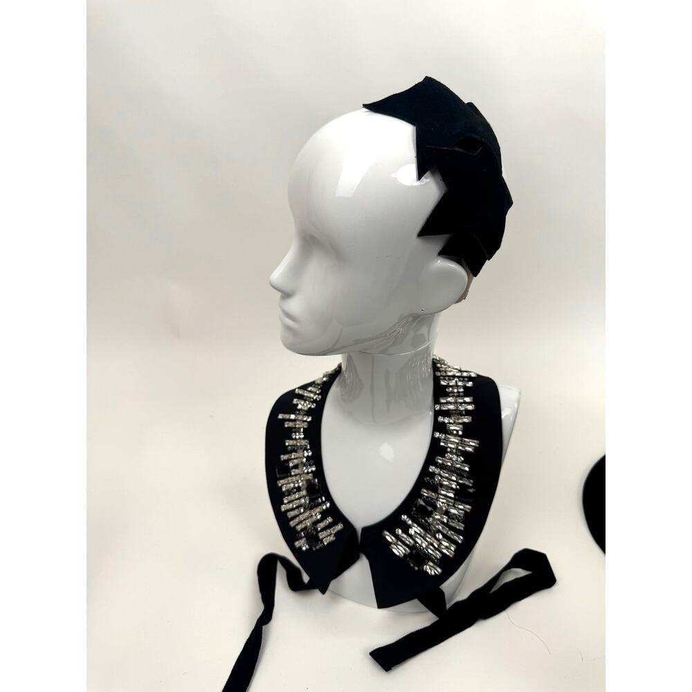 Benoit Missolin Black Suede Oversized Bow Sculptural Statement Headband